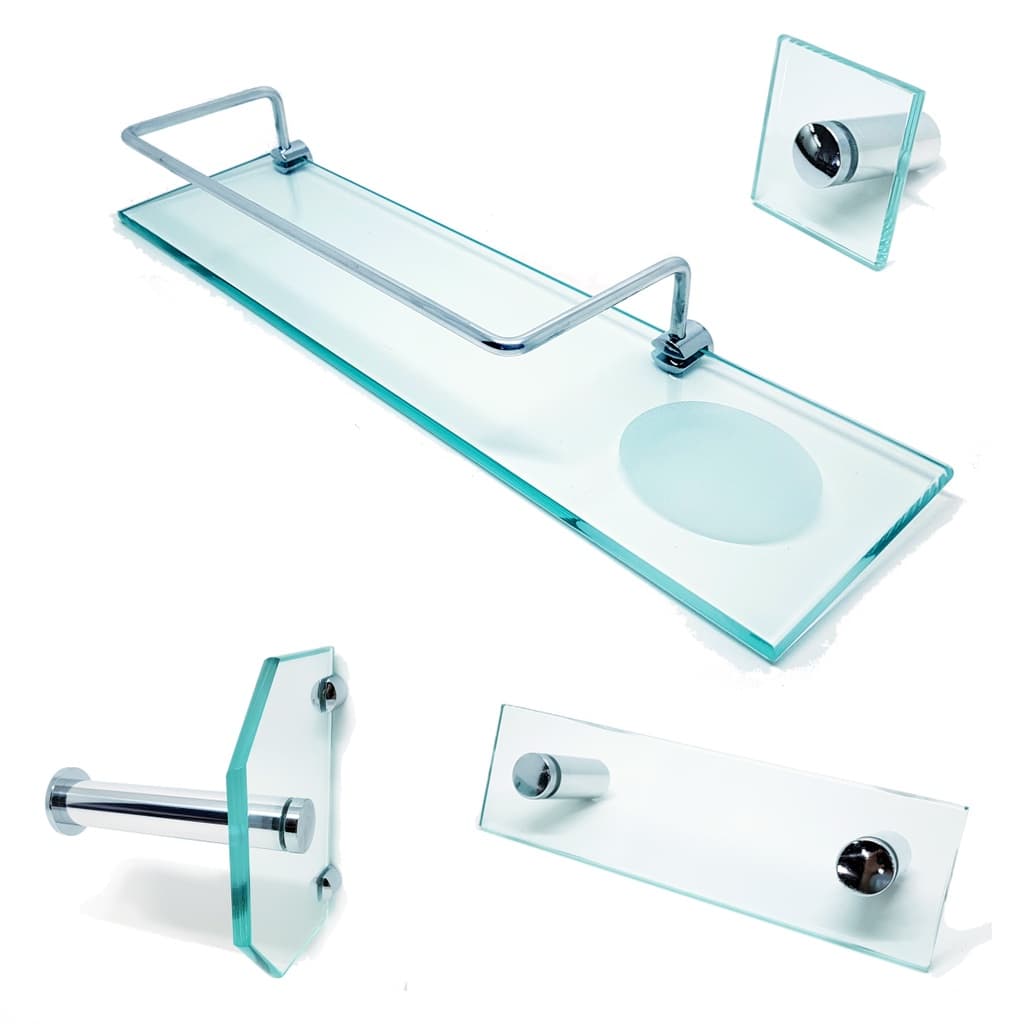 Kit De Acessórios P/ Banheiro 4 Pçs Em Vidro Incolor KIT_EI_18