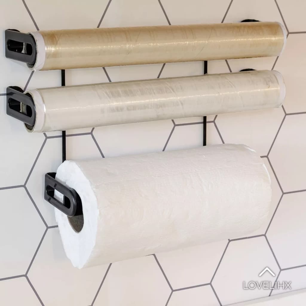 Suporte Para Papel Toalha 3 Organizadores Parede Para Rolos Laminados Filme Cozinha