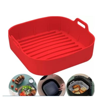 Forma De Silicone Air fryer Antiaderente Cesto Silicone Fritadeira Elétrica Quadrado