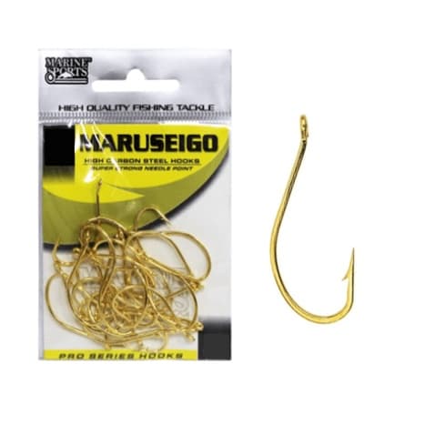Kit 50 Anzol De Pesca Marine Sports Maruseigo Gold N-18