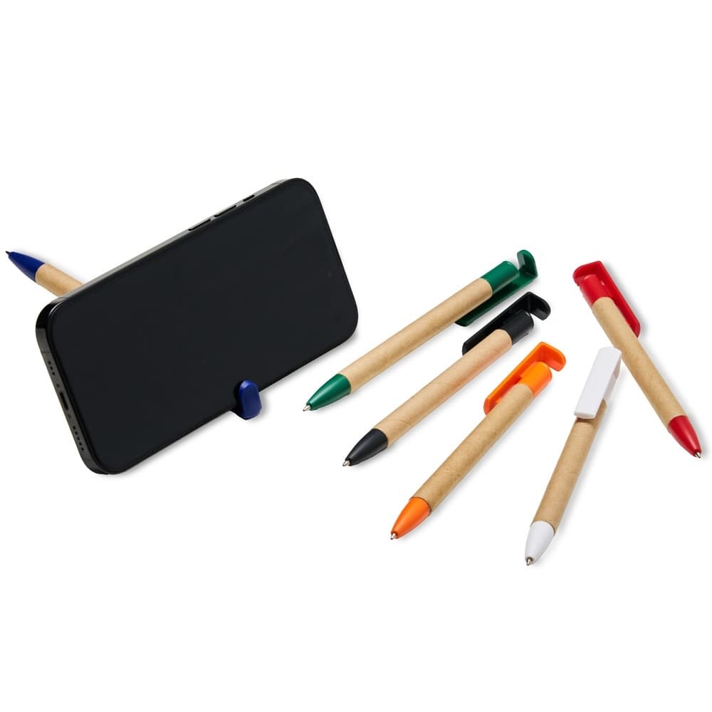 Até 40 Canetas Ecológica com Suporte para Celular Esferográfica Azul 0,8 mm