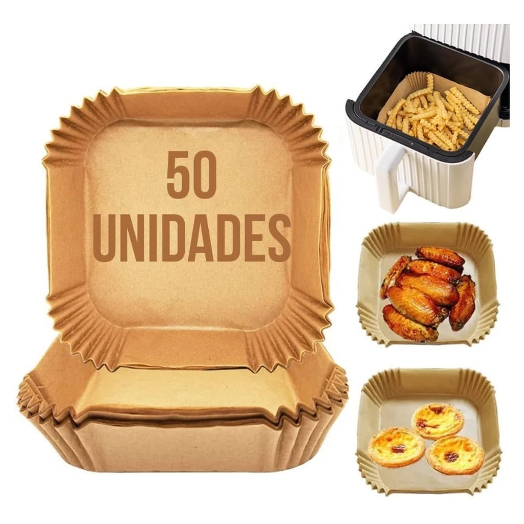 Forro de Papel Airfryer Quadrado Tapete Antiaderente Gordura