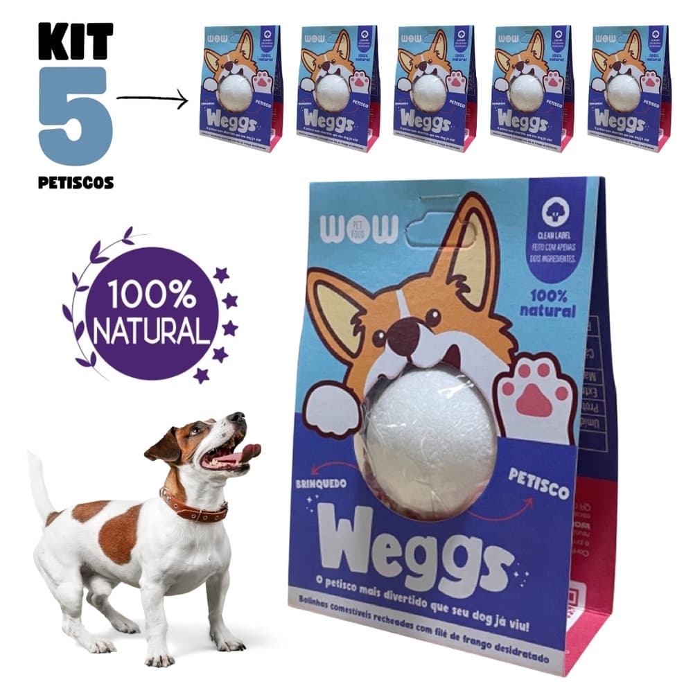 Kit 5 Petisco Natural para Cães Pet Weggs Frango