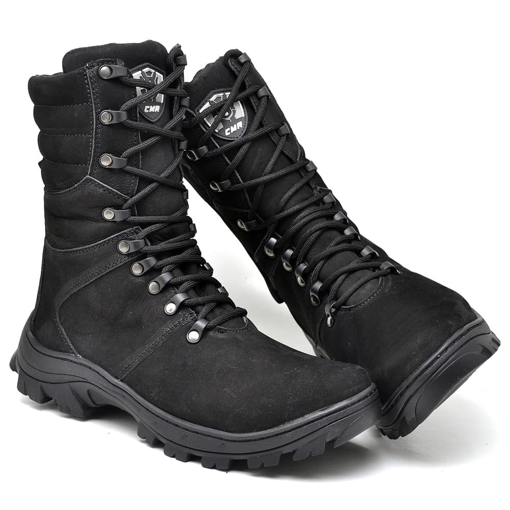 Bota Masculina De Couro Cano Longo Confortável Ideal Para Trabalho Casual Motoqueiro