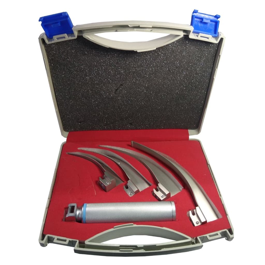 Kit Laringoscópio Com 4 Laminas Curvas Macintosh