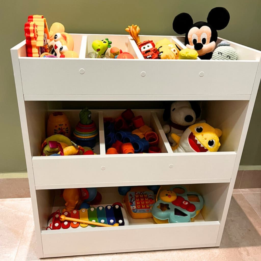 Baú Organizador De Brinquedos Quarto Infantil c\Divisórias Mdf Branco