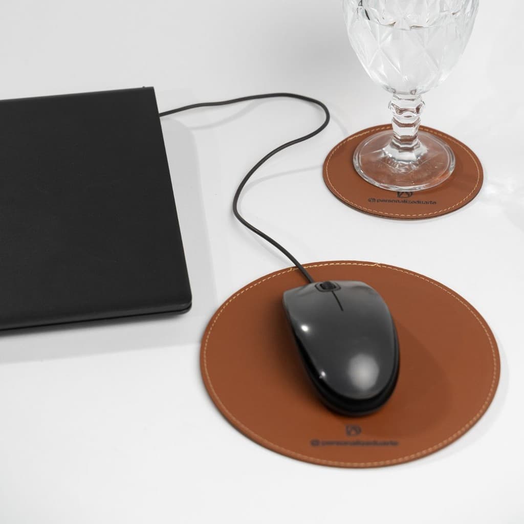 Kit Mouse Pad Personalizado Redondo 10un Mouse Pad Em Couro Sintético