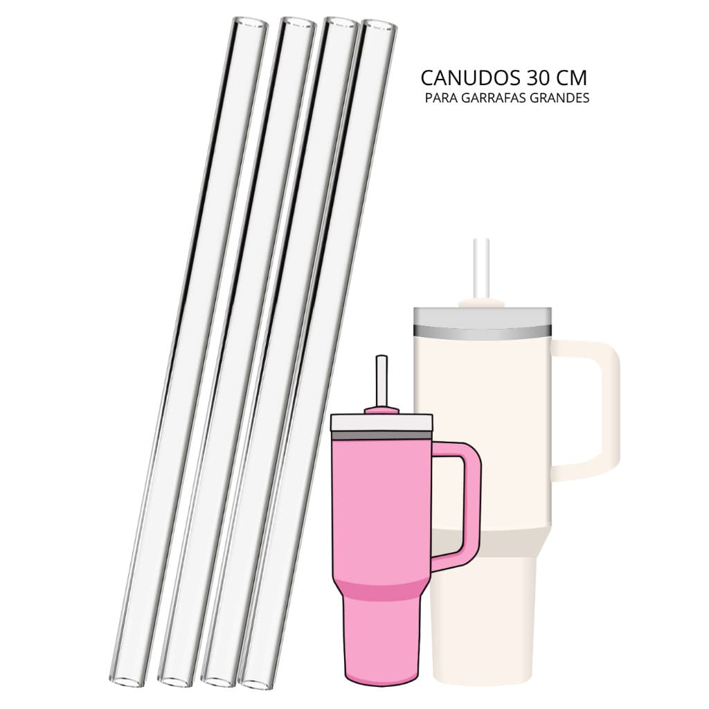 Kit Canudos Transparentes de Plastico Rigido Reutilizavel Para Garrafas Grandes  de 1LT