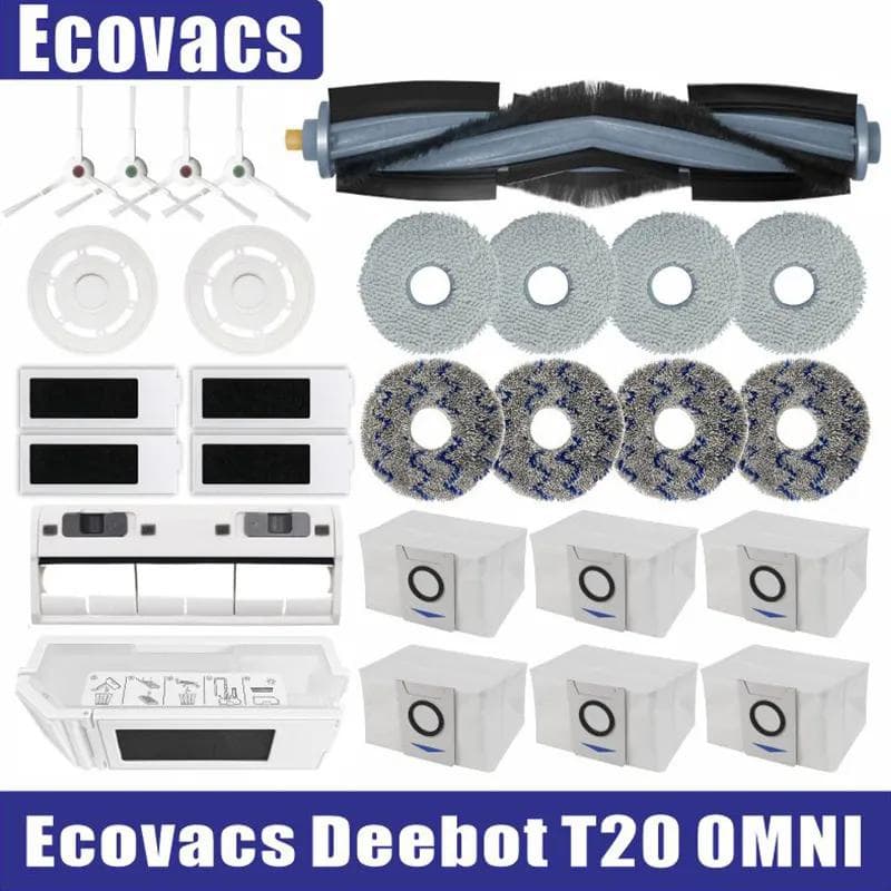 Para Ecovacs Deebot T20 Omni Acessórios Escova Lateral Principal Mop Pano Filtro HEPA Saco De Pó Peças Reposição