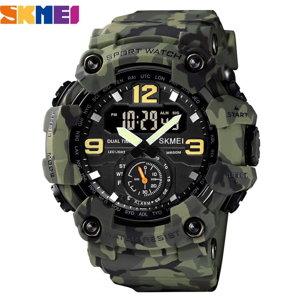 SKMEI 1637 Relógio De Pulso Militar Digital Estilo Vintage PU Band 50m À Prova D'água Relógios Casuais Montre HommeExquisite Gift