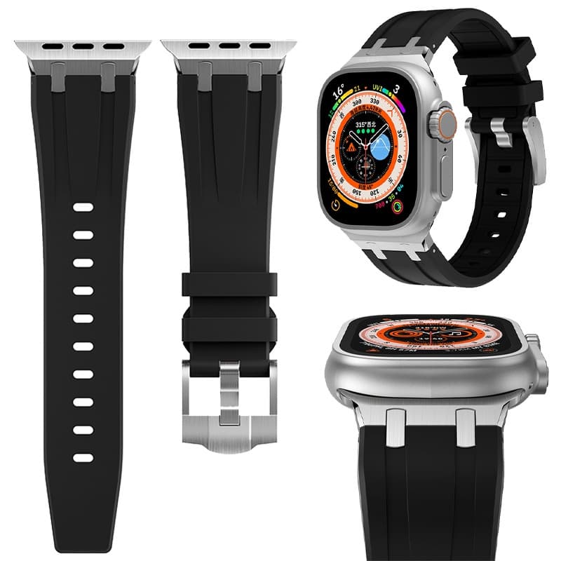 Pulseira De Silicone AP Esportiva Metal Macio Para Relógio Apple Ultra ultra2 49mm 9 8 7 45mm 41mm IWatch 6 5 4 SE 44mm 42mm 40mm 38mm