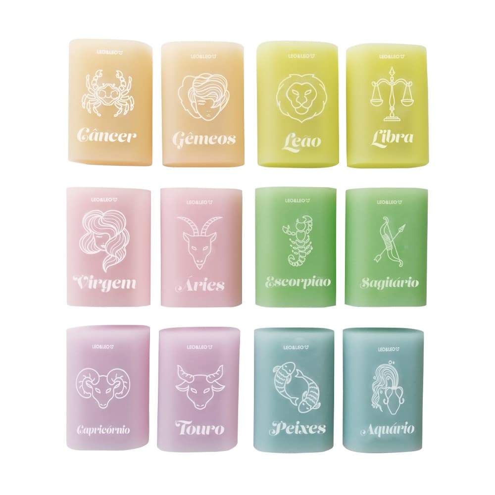 BORRACHA SIGNOS CORES SORTIDAS PASTEL TREND  LEO E LEO