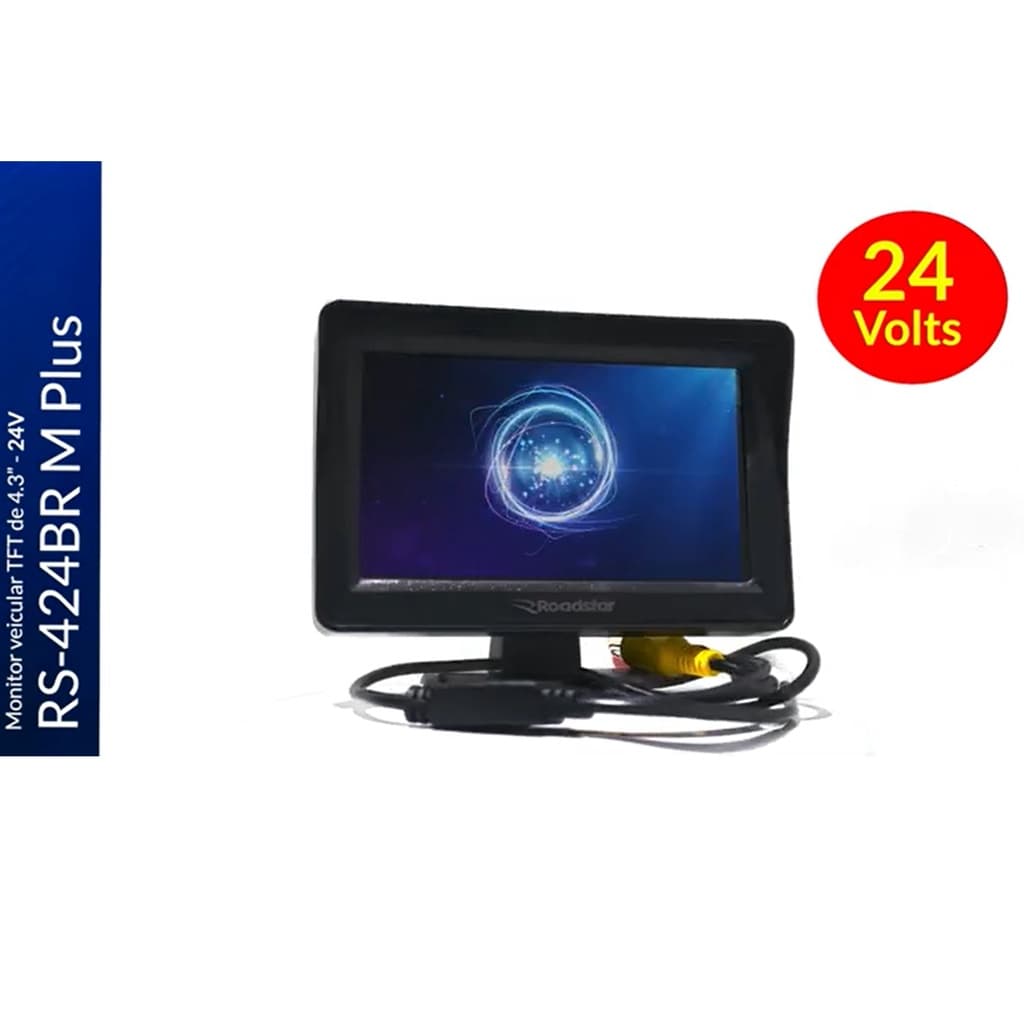 Monitor Automotivo Para Caminhão Ônibus Van Escolar 24v Volts 2 Entradas para câmeras