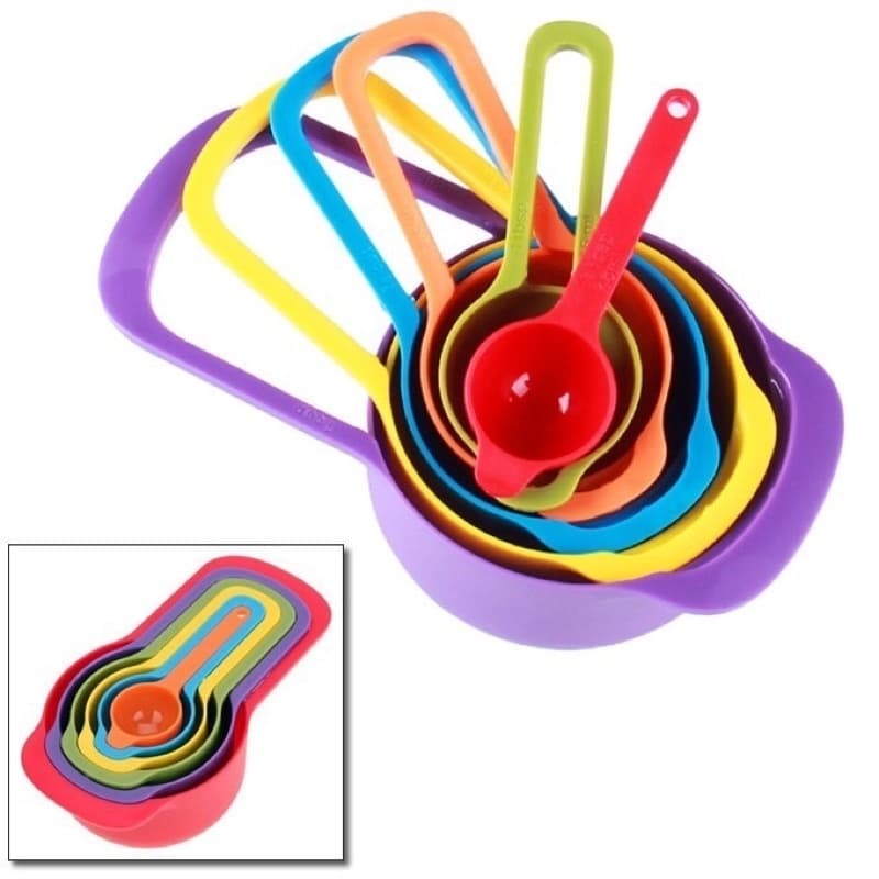 Medidores de Cozinha de Encaixar - Kit com 6 Medidores de Cozinha Coloridos - Kit Confeitaria com Várias Medidas - Medidas de Xícaras e Colheres