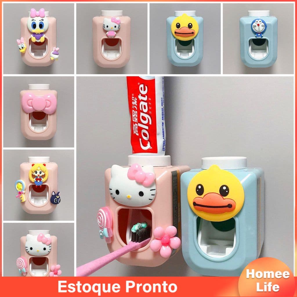 Porta Pasta De Dente Para Crianças Automático Kawaii Acessórios De Banheiro
