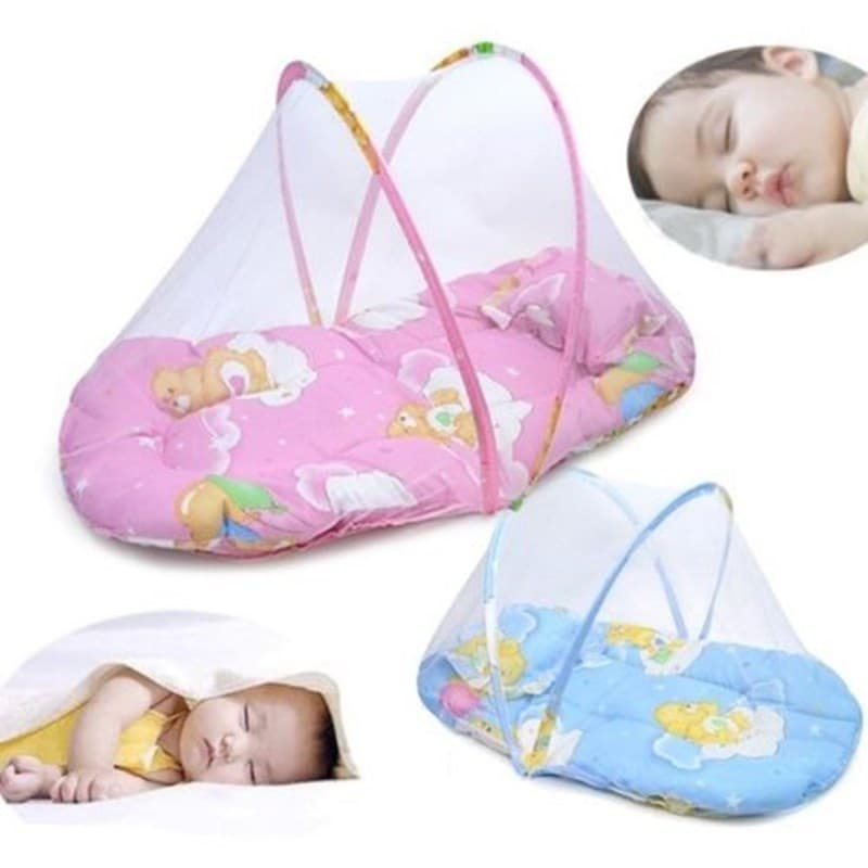 Bercinho Berço Portátil de Bebe com Tenda Mosquiteiro Dobravel Infantil Recém Nascido Tela Mosquito Rosa Garota