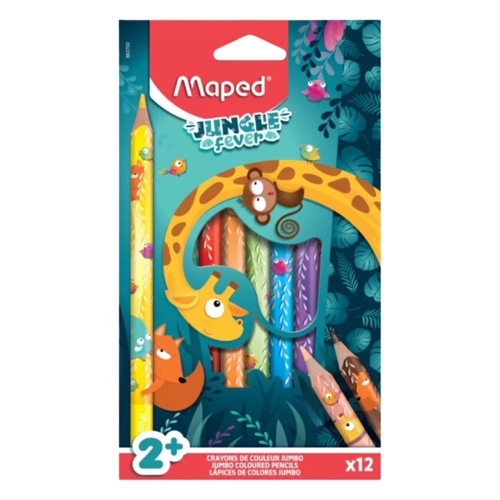 Lápis De Cor Jungle Fever Jumbo Maped - 12 Cores