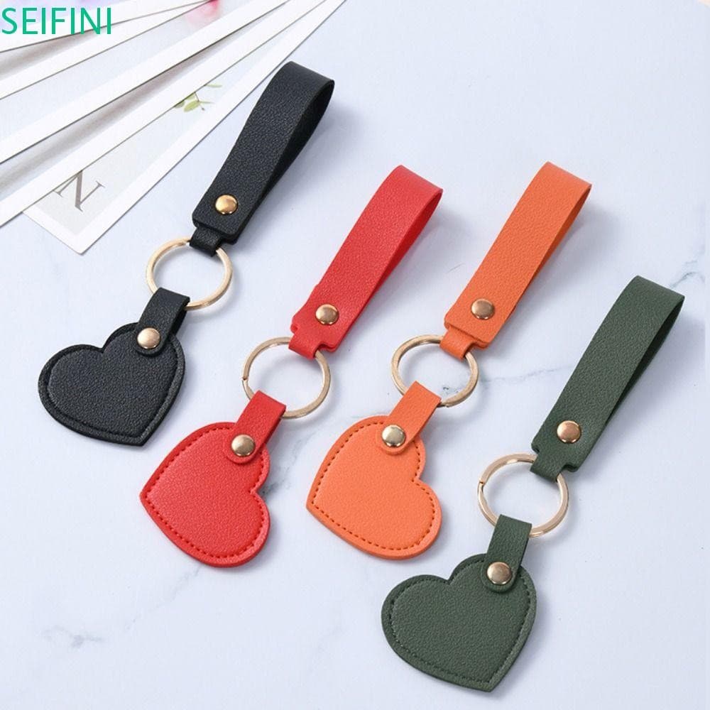 Chaveiro De Coração De Couro SEIFINI , Em Formato Cor Sólida PU , Pingente Colorido Para Decoração De Mochila