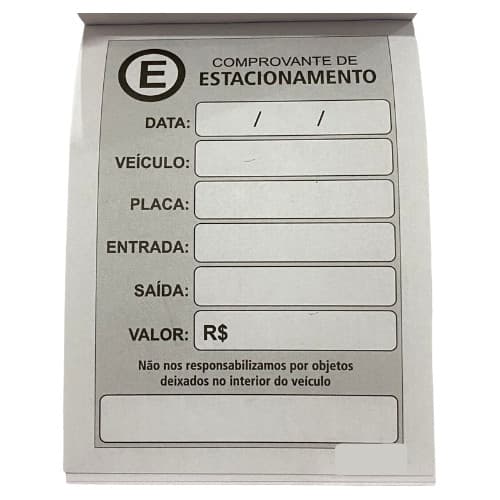 Kit 5 Comprovante Estacionamento Impresso Para Comércio
