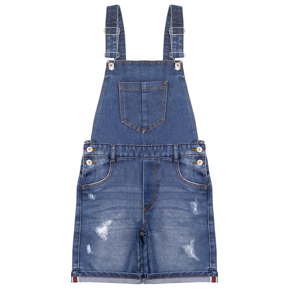 Jardineira Juvenil Look Jeans Curta Jeans