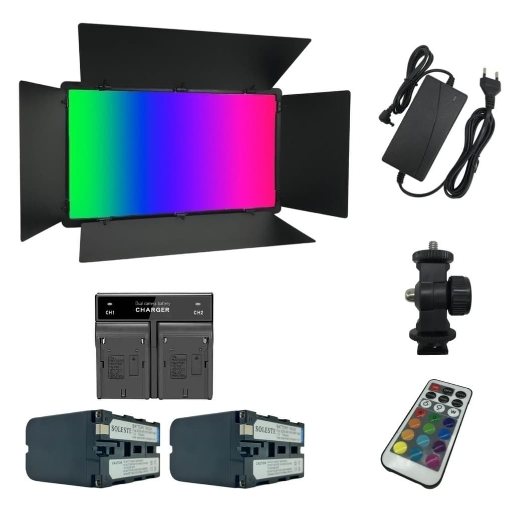 Painel LED 50w Soleste U800+ RGB+2 NP-F970+Carregador