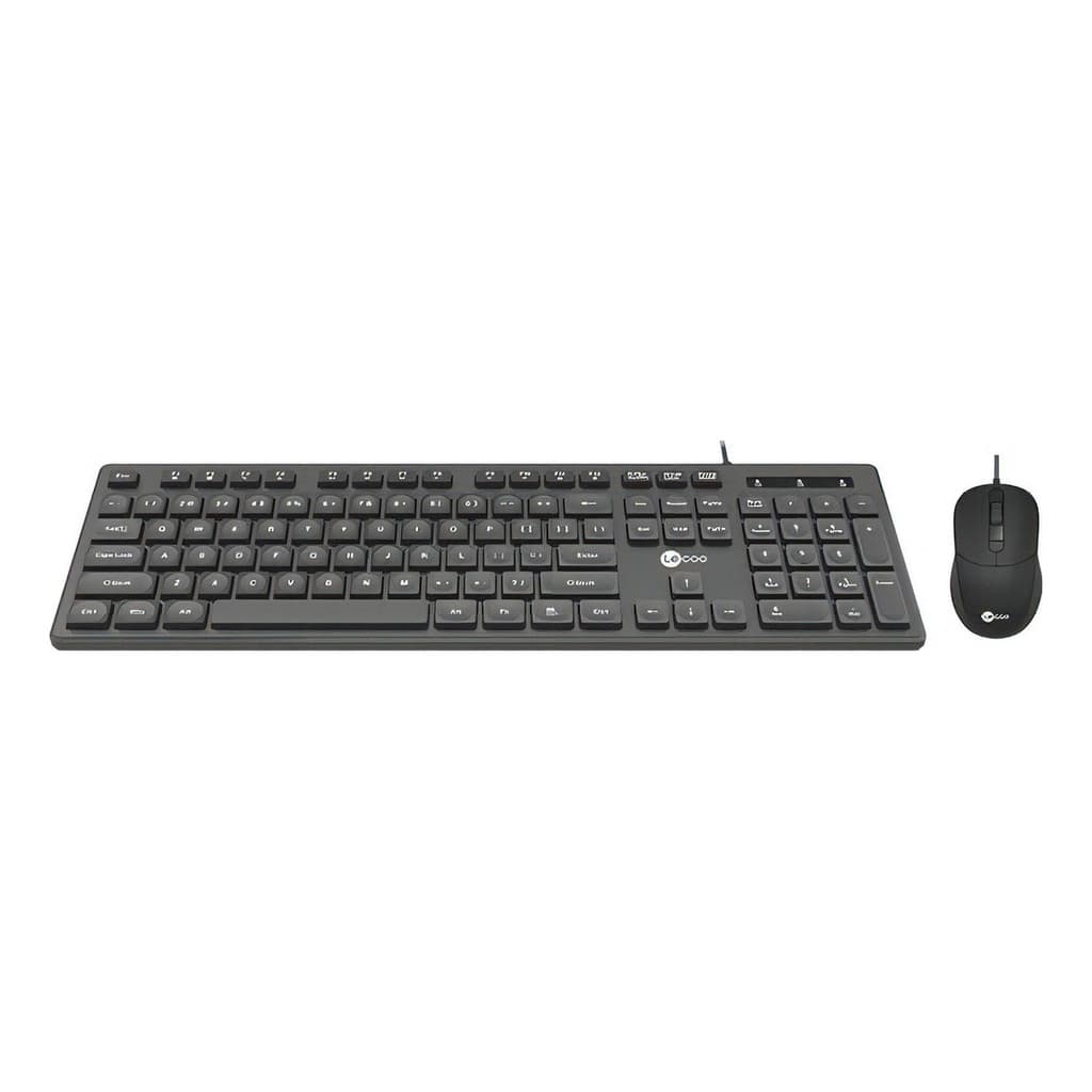 Kit Teclado Performance Mouse Ergonômico Com Fio Preto Lecoo