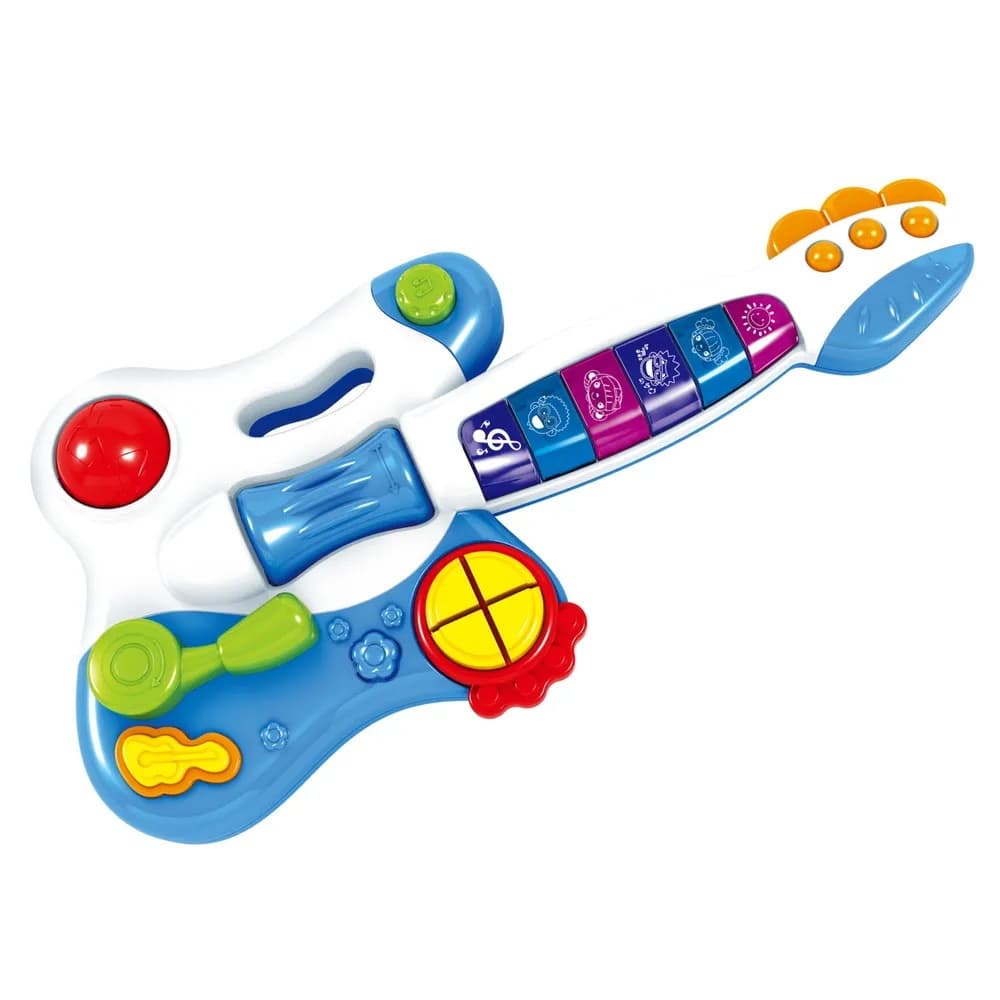 Brinquedo Infantil Criança Minha Primeira Guitarra Elétrica Azul Tocar Música Instrumento Coordenação Multikids - BR1092