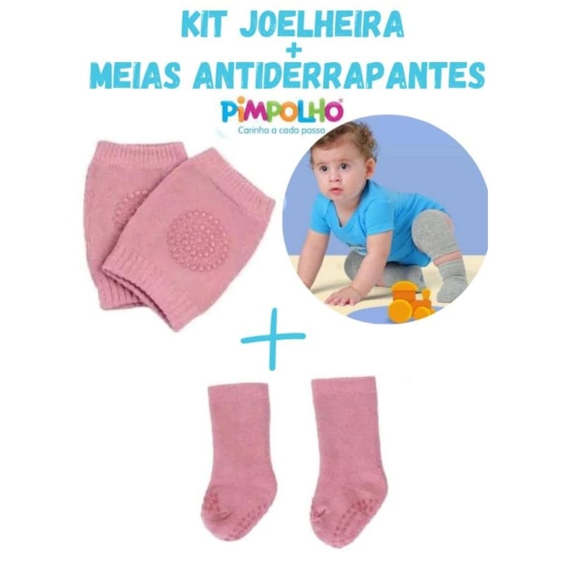 Kit Meia Joelheira e Meia Antiderrapante  6 - 12 Meses - Pimpolho