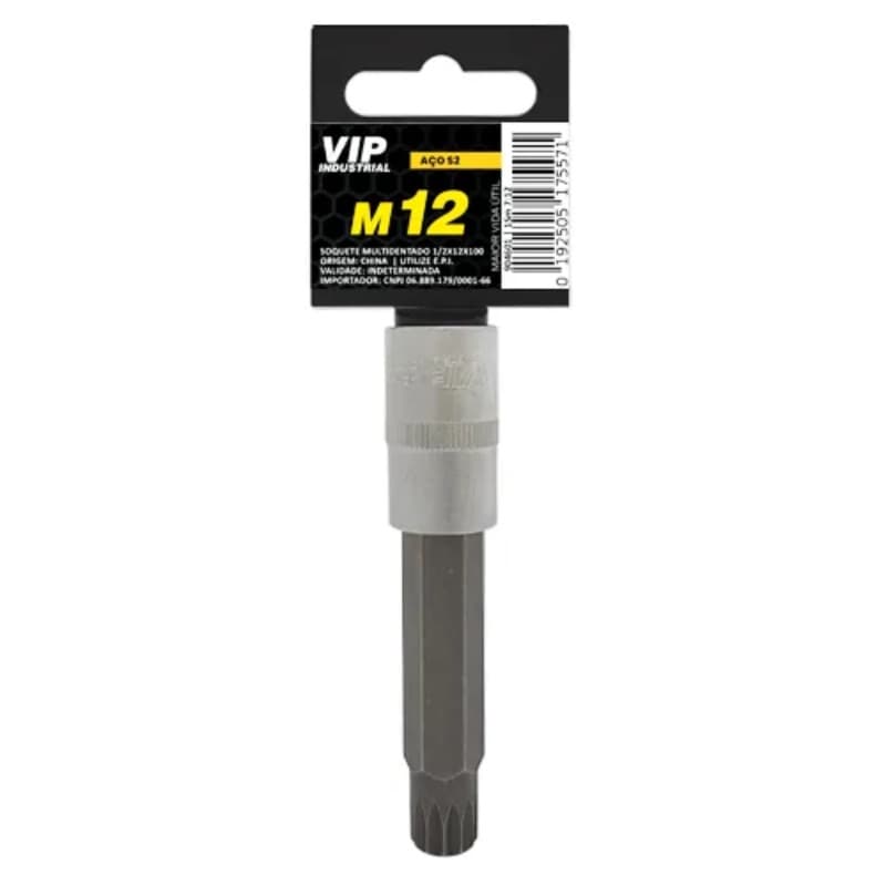 Soquete pito Multidentado M12 longo VIP Industrial 904601