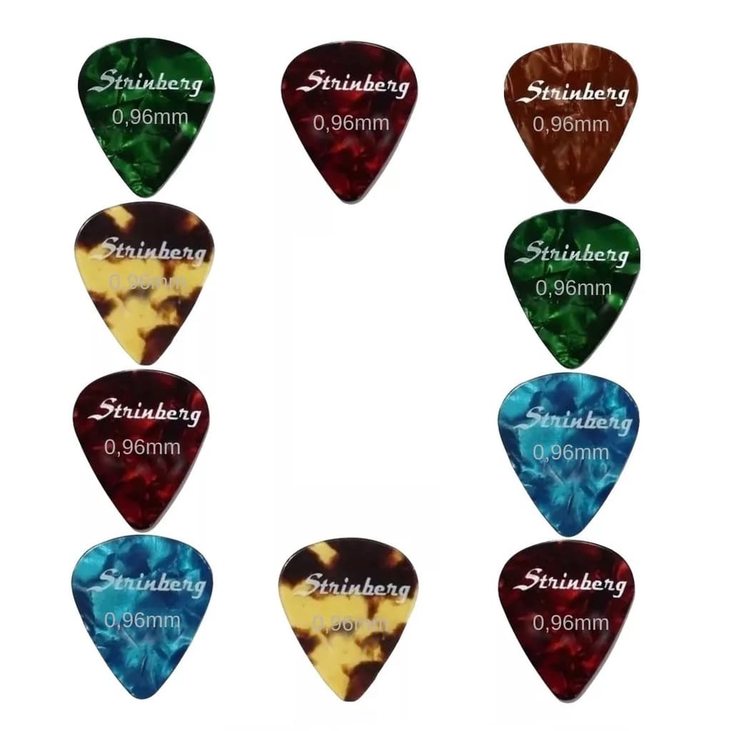 Palheta 0.96 Heavy Celluloid SPT Strinberg 10 Unidades Para Violão Guitarra Baixo Ukulele Cavaquinho