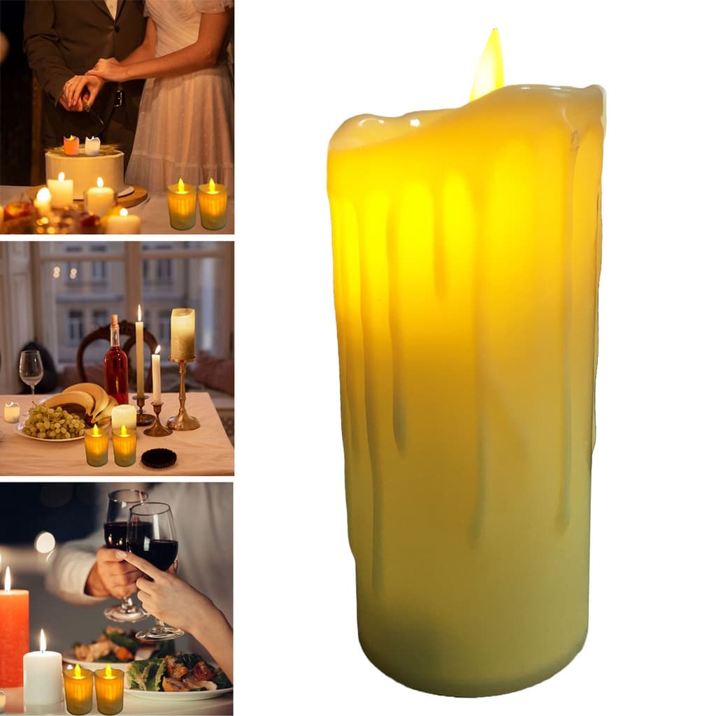 2 Velas Grande Eletrônica Led Lagrima Oscilante 6 Baterias P