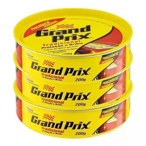 Kit Com 3 Cera Automotiva Pasta Grand Prix Proteção Brilho