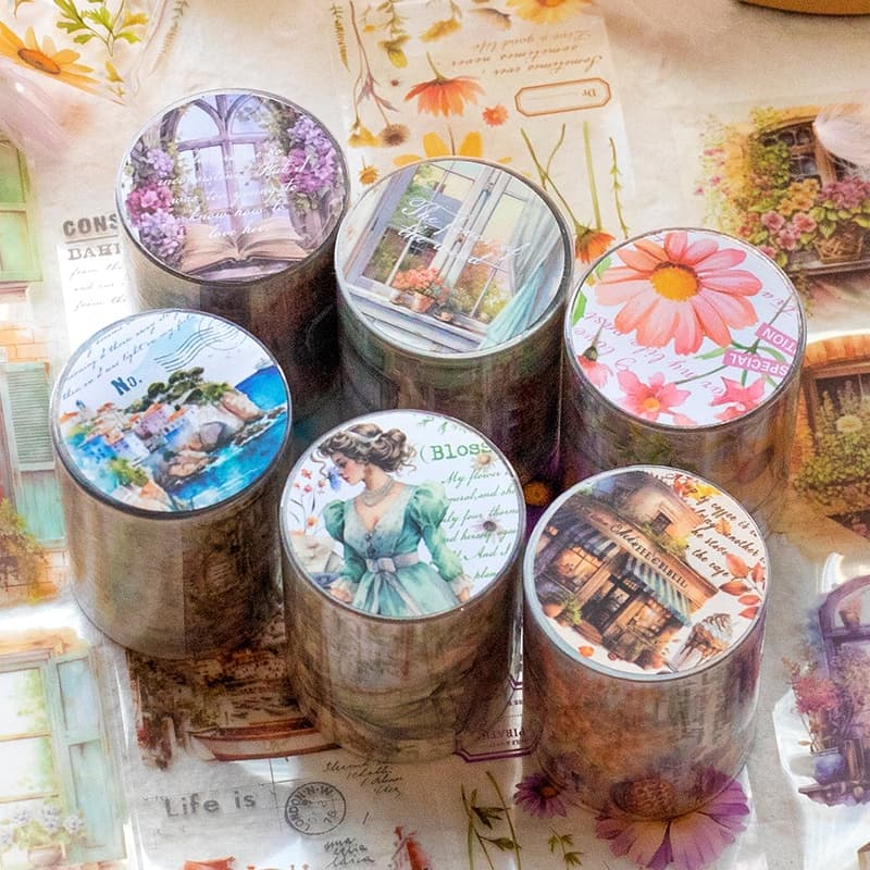 ENWEI 50mm * 2m [Rebitador De Anos Série] Fita Adesiva Vintage Journal Mascaramento Papel À Prova D'água Washi Material De Raspagem Kit