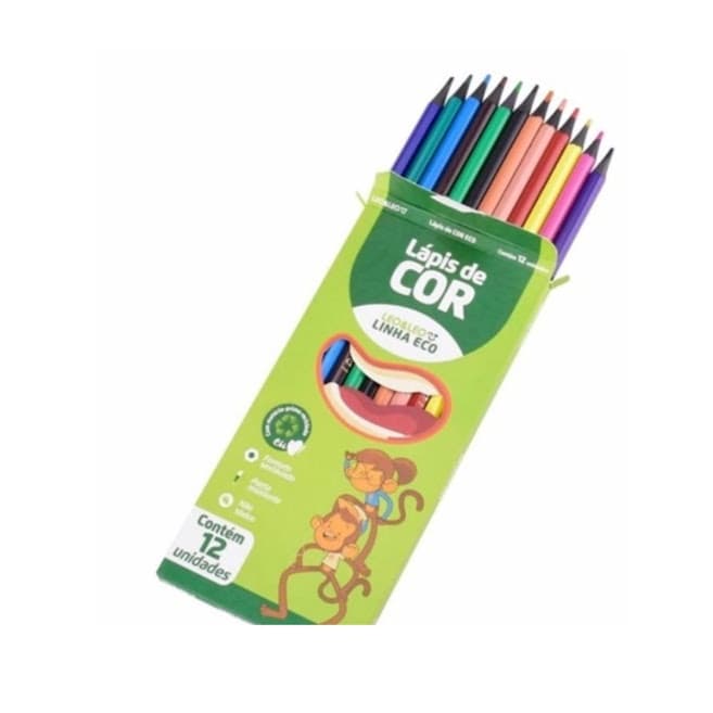 Caixa Lápis de cor 12 cores - Linha Eco Sextavado - Leo&Leo