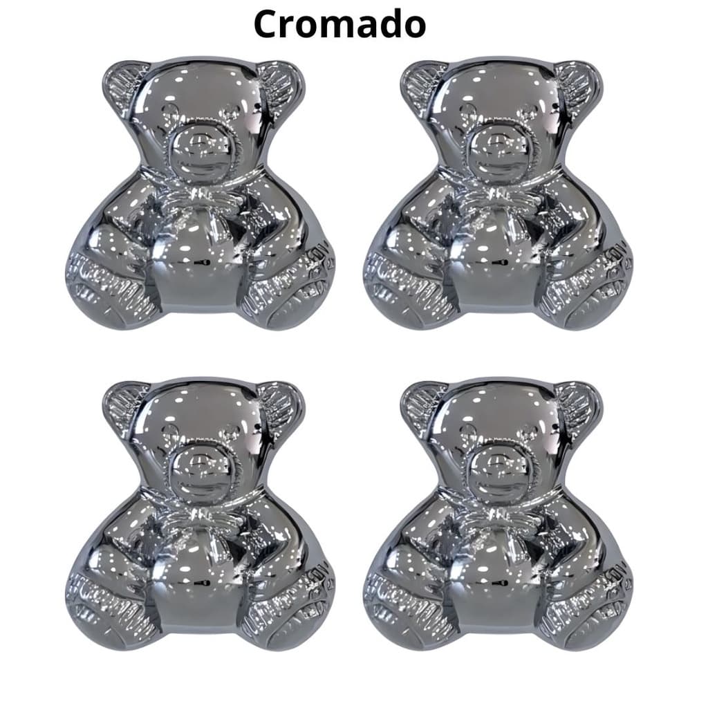 Kit 4 Puxadores Urso Zamac