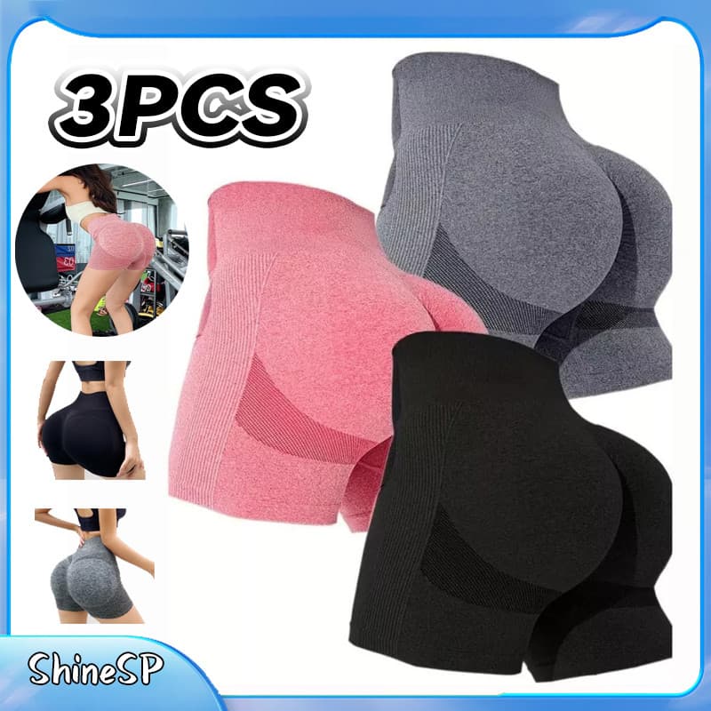 Kit 3 Curto Levanta Bumbum Feminino Push Up Academia Yoga  Alta qualidade Alta Elástica Secagem Rápida