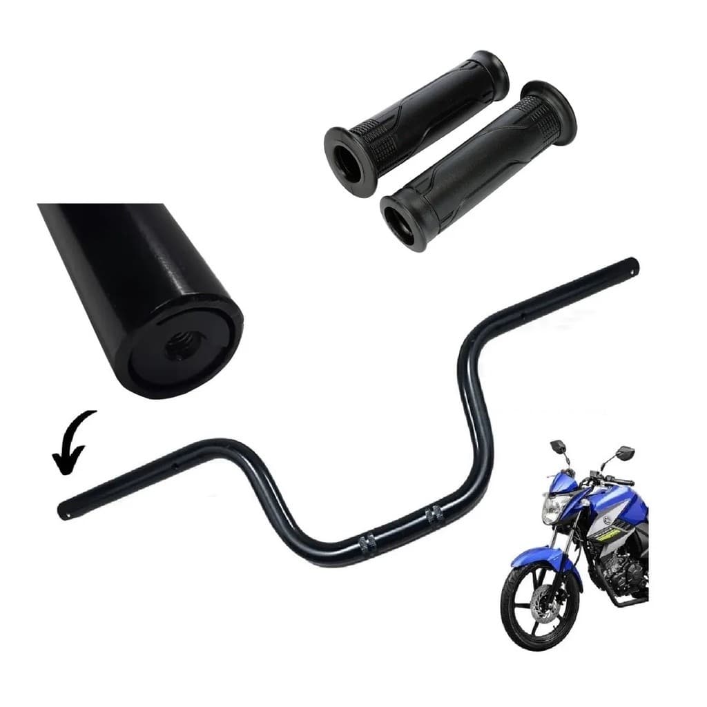 Guidão Mais Manopla Moto Factor 125 150 Fazer 150 Preto Yamaha Rosca