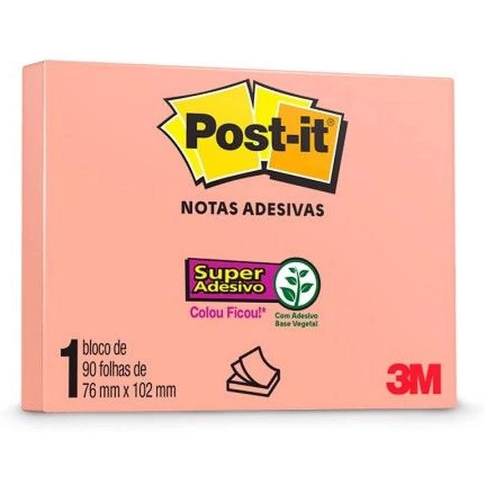 Bloco adesivo 3M post-it 76X102mm damasco 90 folhas