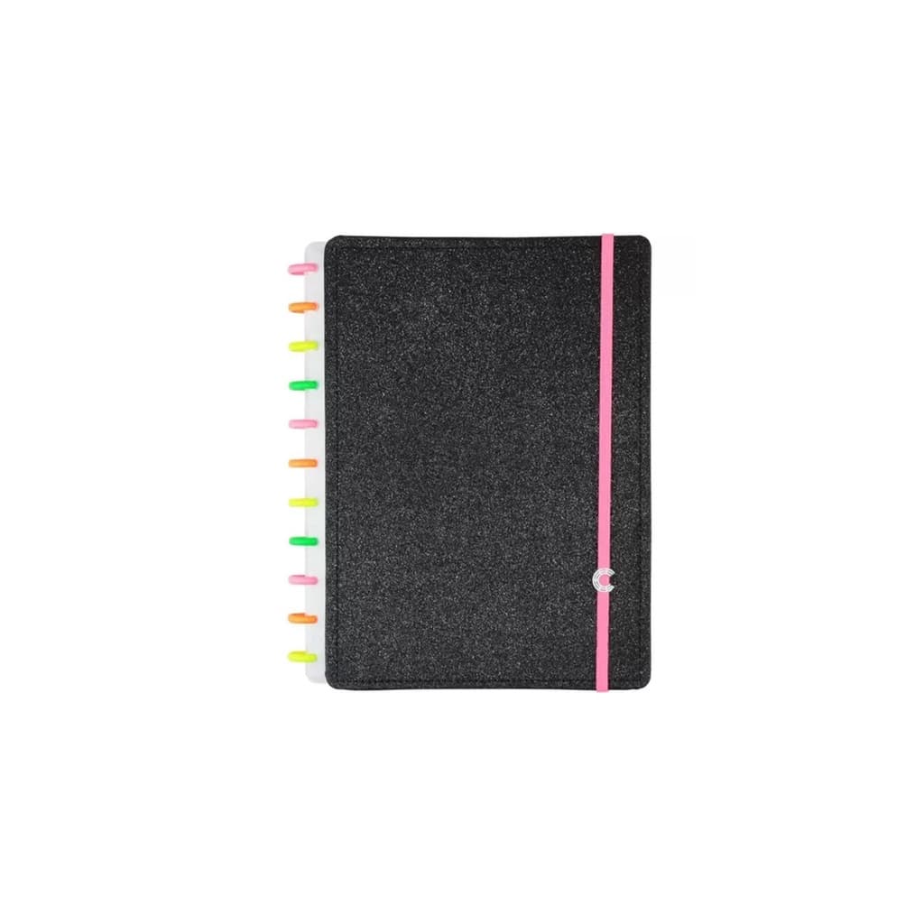 Caderno Inteligente Lets Glitter Neon Black - Grande