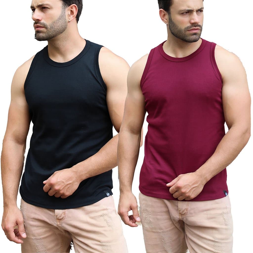 Regata Masculina Canelada Toretto Estilo Americana Algodão - VÁRIAS CORES