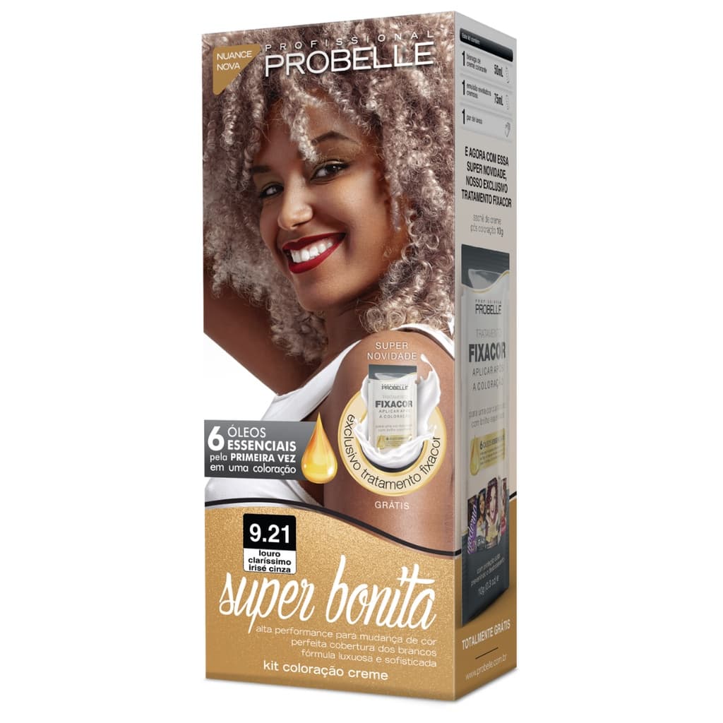 Coloração Super Bonita 50g - 9.21 Louro Claríssimo Irizé Cinza