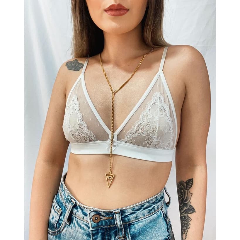 Colares choker modelo gravata banhada a Ouro Olho grego
