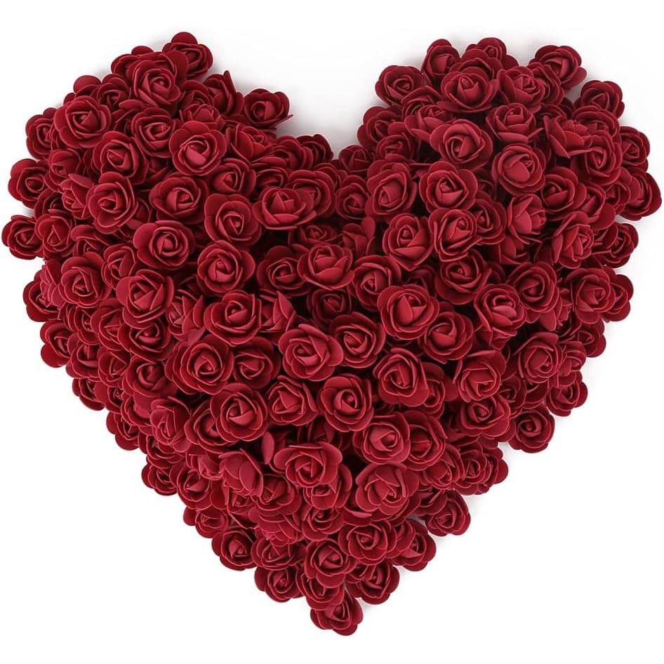100pcs Mini Cabeças De Espuma Rosa Vermelha Artificial Flor Falsas Flores A Granel Para Artesanato De Bricolage Bouquets De Casamento Baby Shower Center Peças Floral Arranjos Mesas De Festa Decoração De Casa