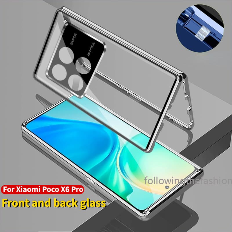 Invólucro Para Xiaomi Poco X6 Pro 5G 2024 X7 2025 Caso De Telefone 360 ° Metal Magnético À Prova De Choque Full Surround