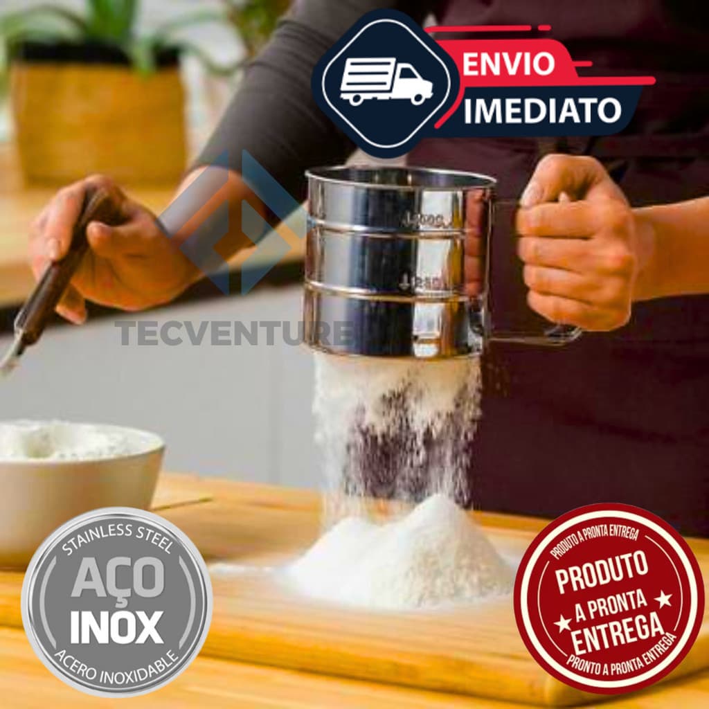 Peneira Polvilhador De Inox Manual Com Gatilho Para Peneirar Polvilhar Farinha Açúcar Tapioca Chocolate Canela Em Pó