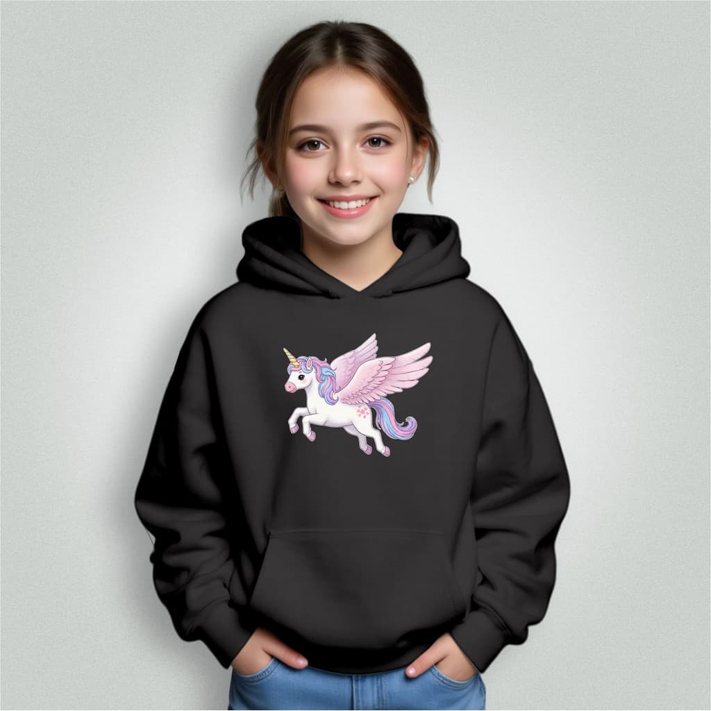 Blusa de Moletom Infantil Estampa Unicórnio Com Capuz e Bolso Agasalho Unissex Escola e Passeio