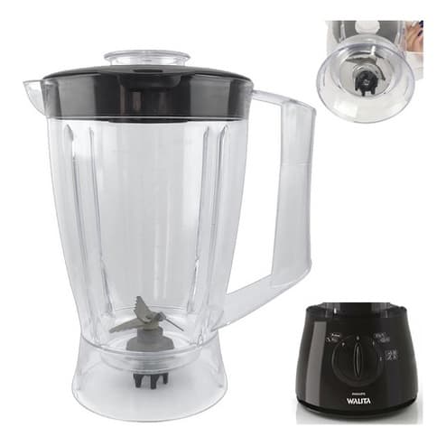Copo de Liquidificador Para Philips Walita Multiprocessador Ri7620 RI7625 PowerChop RI7630 Preto