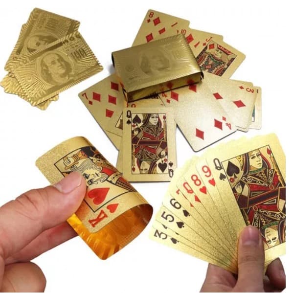 Baralho Dourado Resistente A Água Anti Rasgo Cartas Gold