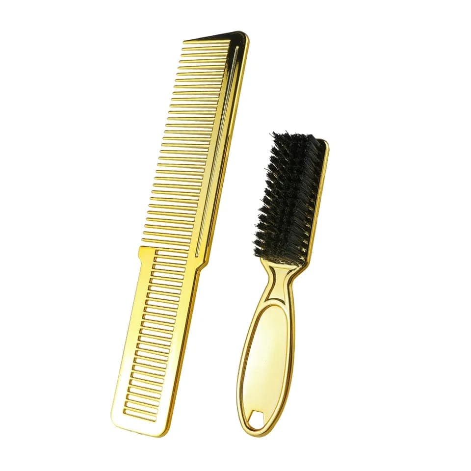 Kit Escovinha P/ Barba + Pente Corrido Cliper Comb Gold