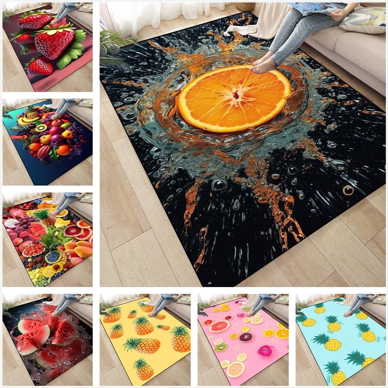 Coleção De Frutas , Abacaxi , Limão , Laranja E Outros Tapetes Estampados , Sofá De Cabeceira , De Porta , Absorventes A